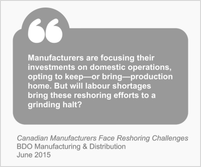 Manufacturers are focusing their investments on domestic operations,opting to keep—or bring—production home. But will labour shortages bring these reshoring efforts to a grinding halt?