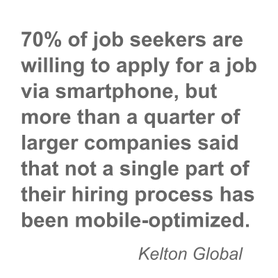 Kelton Global's study found that 70% of job seekers are willing to apply for a job via smartphone.