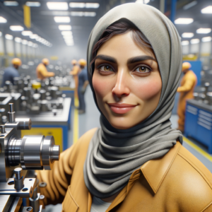 create a photo-realistic picture of an experienced Tool and Die Maker who is a professional in the manufacturing sector, unreal engine, ray-tracing, realistic skin, medium contrast, warmth 6300k, manufacture on the background, no words